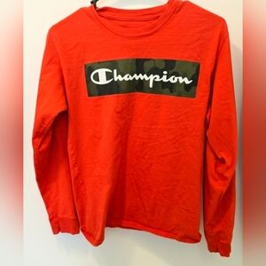 Champion Orange Tshirt with Camo Logo